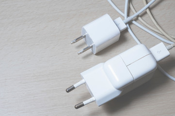 Two adapter USB charger on the table. Filter added.