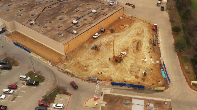 Excavating Equipment Installing a Building Foundation, Bryan, Texas, USA