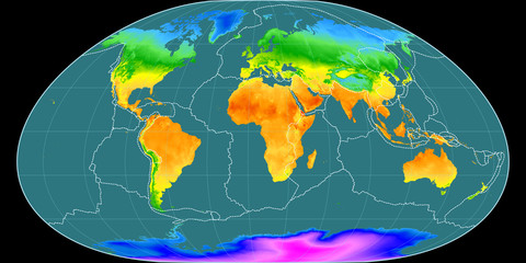 Loximuthal (11E), temperature, tectonic plates