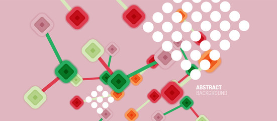 Abstract square dot connections, flat style multicolored geometric background for Wallpaper, Banner, Background, Card, Book Illustration, landing page or poster design