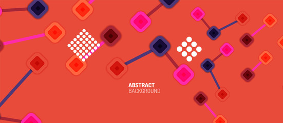 Abstract square dot connections, flat style multicolored geometric background for Wallpaper, Banner, Background, Card, Book Illustration, landing page or poster design