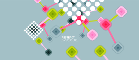 Abstract square dot connections, flat style multicolored geometric background for Wallpaper, Banner, Background, Card, Book Illustration, landing page or poster design