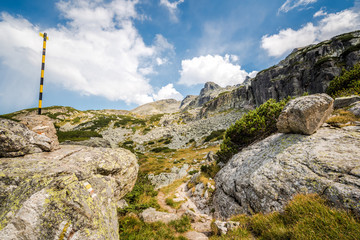 Fototapeta premium Beautiful mountain scenery in a sunny summer day. Rila mountain, Bulgaria. Hiking/ trekking concept.