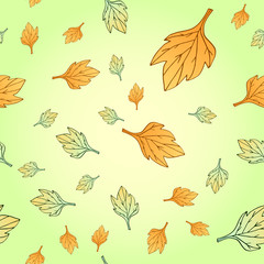 Obraz premium Seamless pattern with colorful decorative autumn leaves.