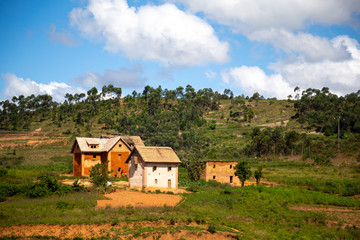 Fototapeta na wymiar The homes of locals on the island of Madagascar