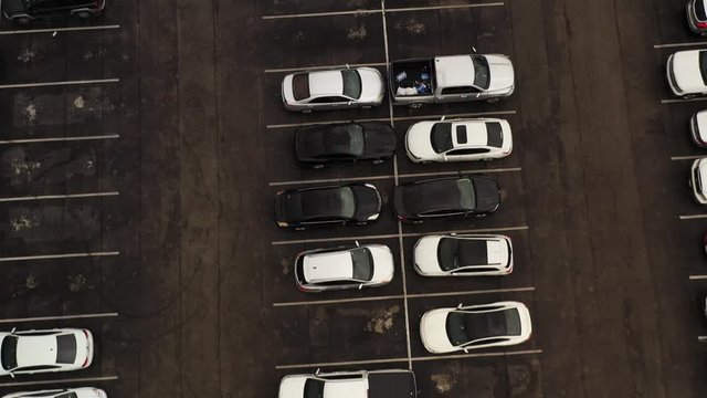Cars and Trucks in a Large Parking Lot, Bryan, Texas, USA
