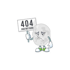 gloomy face of planctomycetes cartoon character with 404 boards