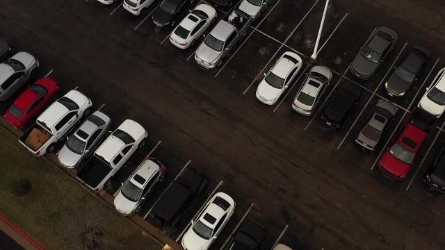 Cars and Trucks in a Large Parking Lot, Bryan, Texas, USA