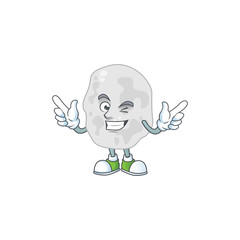 Cartoon drawing concept of planctomycetes showing cute wink eye