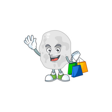 Happy rich planctomycetes Caricature picture with shopping bags
