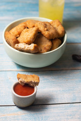 homemade chicken nuggets isolated