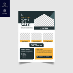 Elegant Real Estate Flyer Home for Sale for Modern Home Interior Design Editable Vector Template