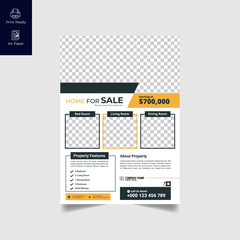 Elegant Real Estate Flyer Home for Sale for Modern Home Interior Design Editable Vector Template