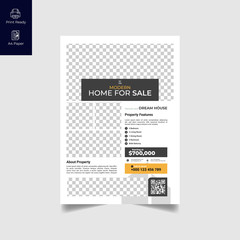 Elegant Real Estate Flyer Home for Sale for Modern Home Interior Design Editable Vector Template
