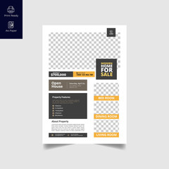 Elegant Real Estate Flyer Home for Sale for Modern Home Interior Design Editable Vector Template