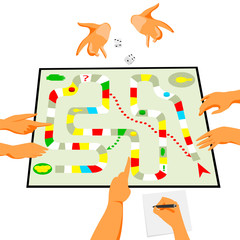 board game. vector illustration of people playing a Board game. gambling. people play