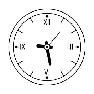 Icon clock in flat style. Analog watch. Symbol of time management, chronometer with hour, minute and second arrow