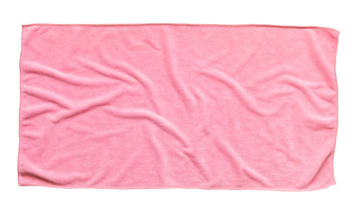 Pink beach towel isolated white background