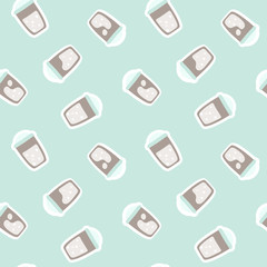 Cup of whipped coffee seamless pattern
