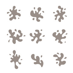 Fototapeta premium Coffee splash icon set, liquid blot, vector illustration