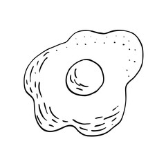 Omelette. Fried eggs. Food. Breakfast. Black lines on a white background. Vector illustration.
