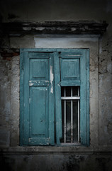 Window with old damaged wall, Ancient architecture background