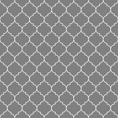 Fototapeta na wymiar Grey and white geometric seamless pattern. Abstract geometric pattern, arabic style. Simple vector seamless design for background, paper, textile, wallpaper. Traditional ornament. Vector illustration