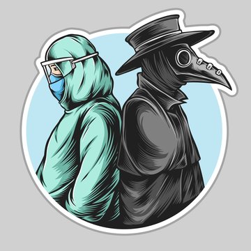 Doctor Plague And Modern Doctor Vector