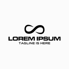The infinite symbol logo design is black.