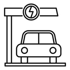 Car charge station icon. Outline car charge station vector icon for web design isolated on white background