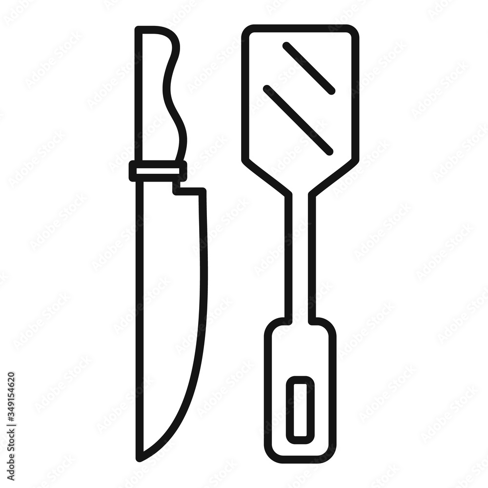 Sticker Cooking knife spatula icon. Outline cooking knife spatula vector icon for web design isolated on white background