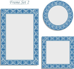 Porcelain Picture Frame in Oriental Asian vintage art design .