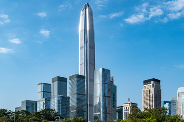 Fototapeta na wymiar Skyline of urban architecture in Shenzhen, China..