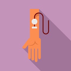 Hand blood transfusion icon. Flat illustration of hand blood transfusion vector icon for web design