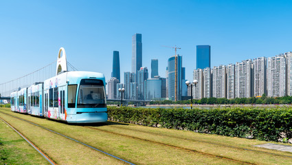 Obraz premium Guangzhou light rail sightseeing bus