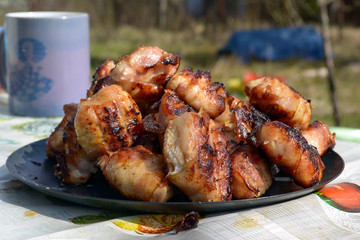 
Meat cooked on coals