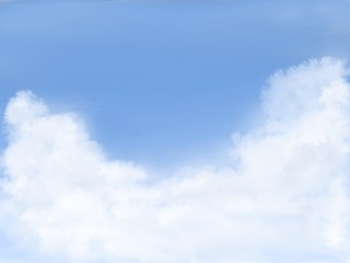 bright blue sky and fluffy white cloud
