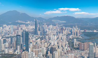 Aerial view of Shenzhen city landscape
