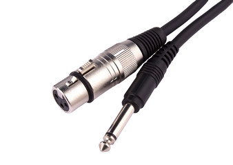 Stereo XLR to jack audio cable on white background