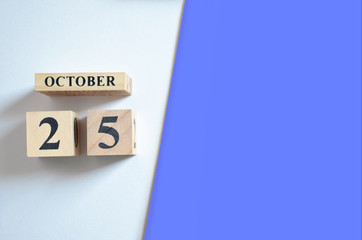 October 25, Empty white - Blue background.