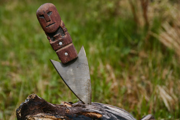 Handmade ritual weapon used in sacrifices