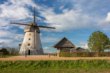 Cit Araisi, Latvia. Old historic  windmill and nature.