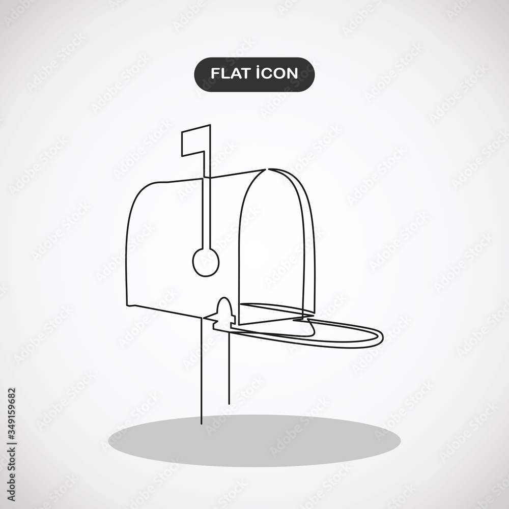 Aufkleber mailbox closed, flag up.vector continuous line.