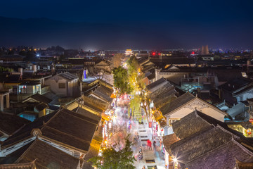 Night view of Dali ancient city block