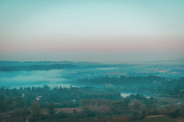 morning time with sea fog on the mountain in the Khao Kho, Phetchabun Province, Thailand