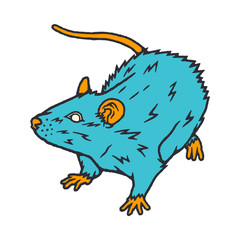 Rat Cartoon Style. Colorful Rat. Rat on white background isolated. Stock Vector Illustration. Cartoon style.
