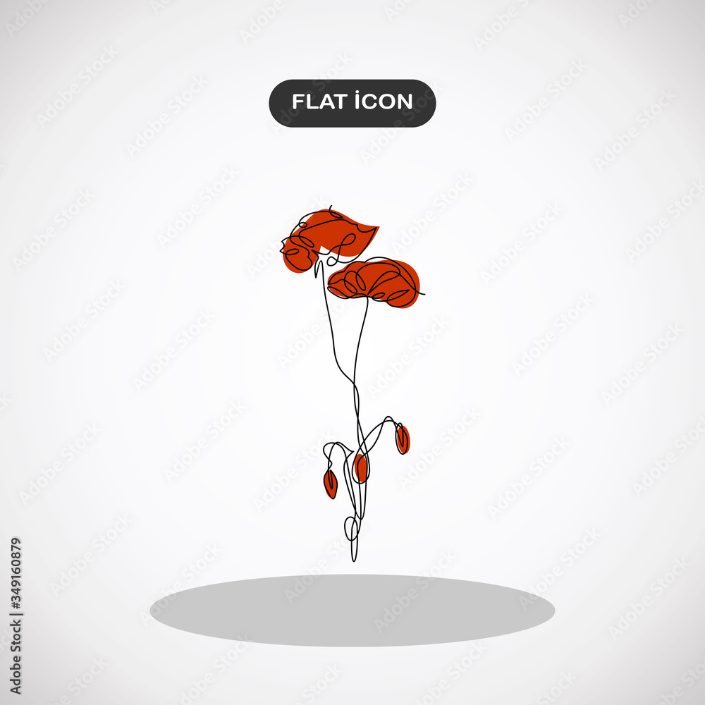 Poster poppy. continuous line - vector.simple logo vector illustration for graphic and web design.