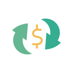 dollar symbol inside arrrows flat style icon vector design