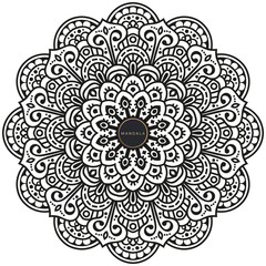 Mandala, tracery round boho doodle. Ethnic ornament, sketched symmetry. Folk, meditation design. Curved shape, isolated on white. Black and white art. Vector