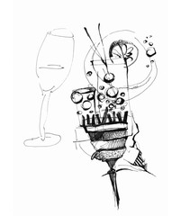 Sketch of cocktails, alcohol drinks - 349162636